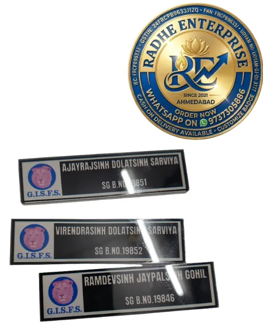 Premium G.I.S.F.S. Security Guard Name Badges - Customized Acrylic Identity Plates.webp