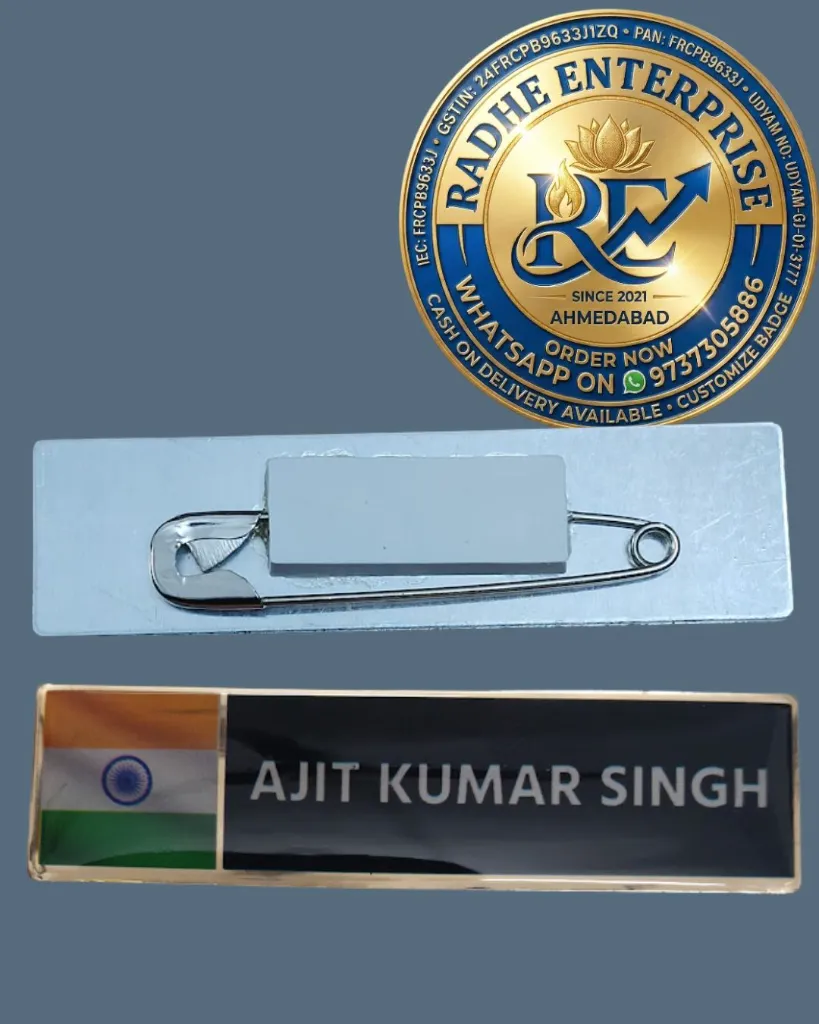 Indian Flag Name Badge Premium Personalized Name Badge.webp