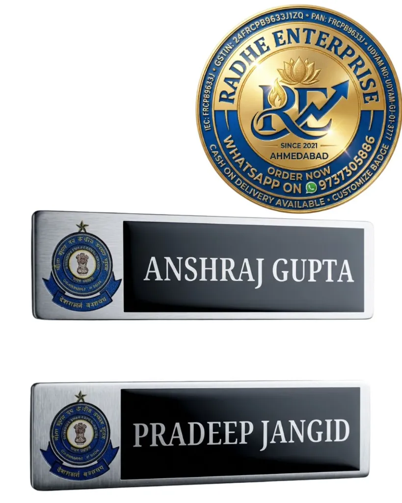 Customs Officer Name Badge for Customs Officers  Personalized Metallic Finish.webp