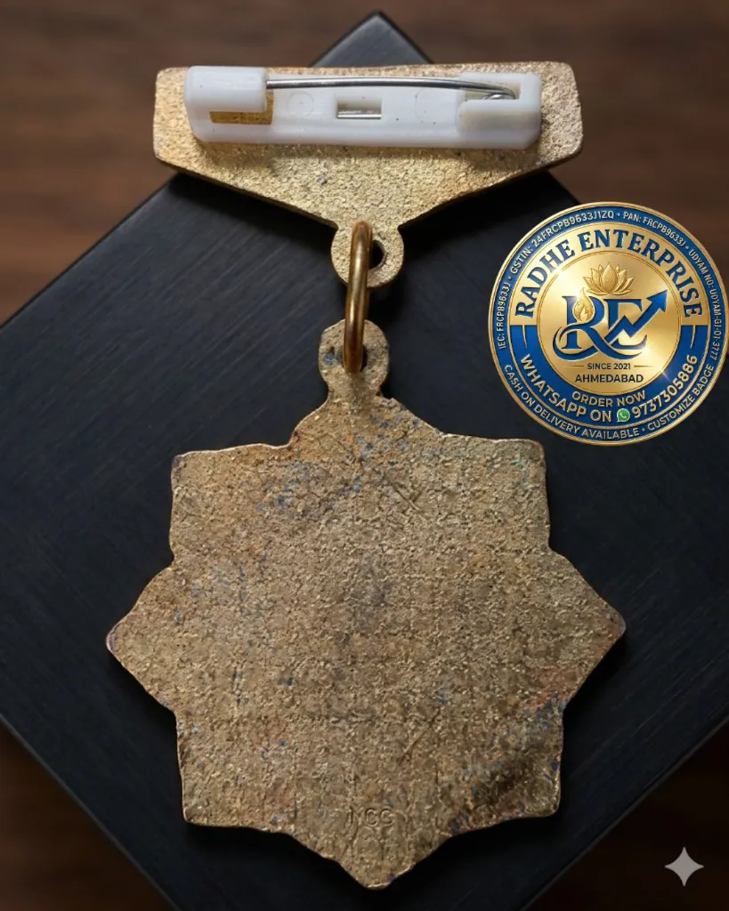 Premium NCC Plain Gold Medal with Customizable Plate and Safety Back Pin.webp