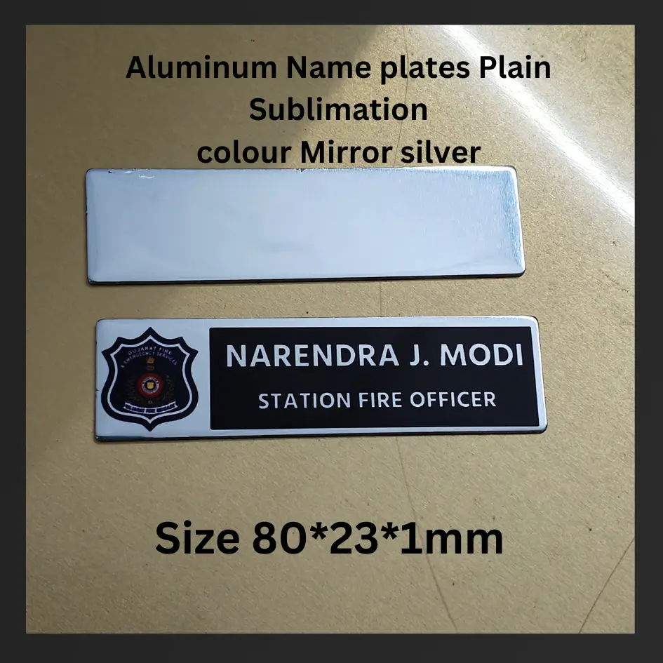 80*23 MM Mirror Silver Sublimation Blank Aluminum Name Plates 