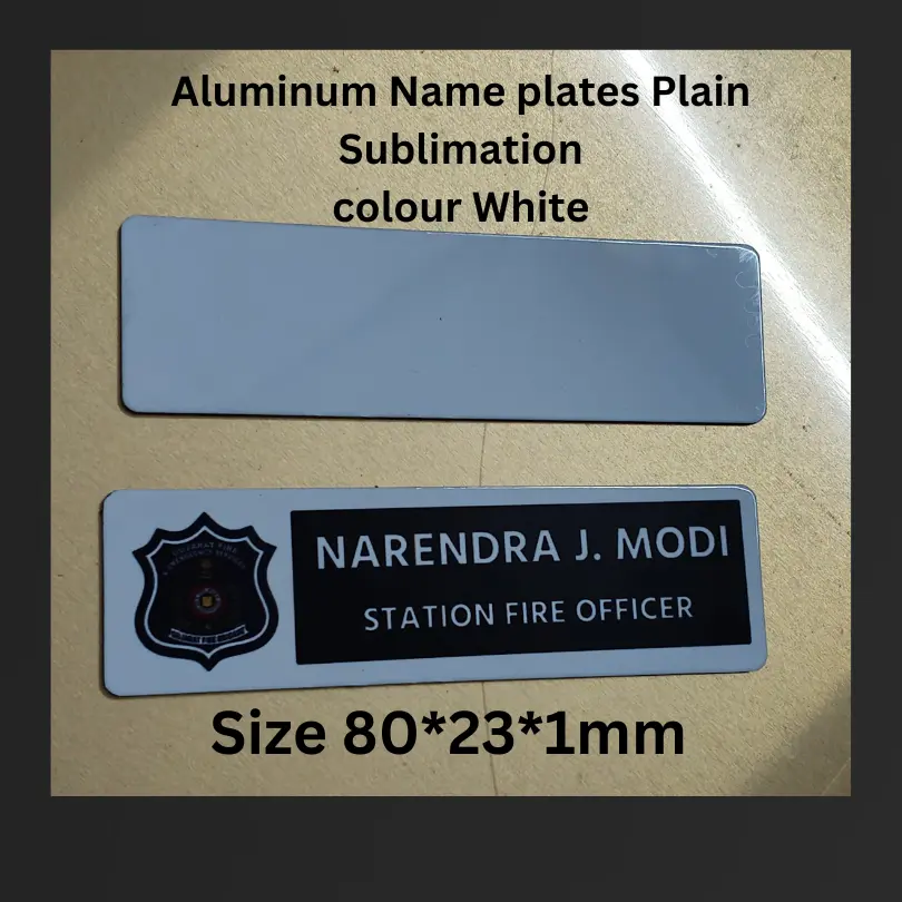 80*23MM White Aluminum Name plates Plain Sublimation