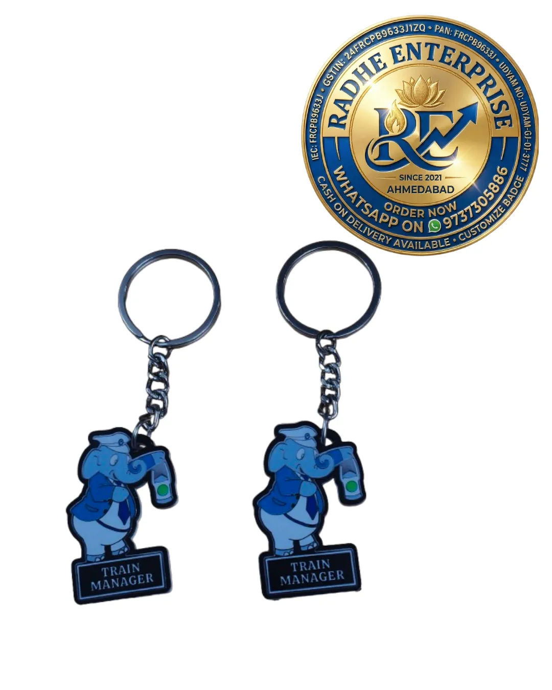 Premium Custom Acrylic Train Manager Keychain UV Printed Railway Staff Key Ring Personalized Keychain
