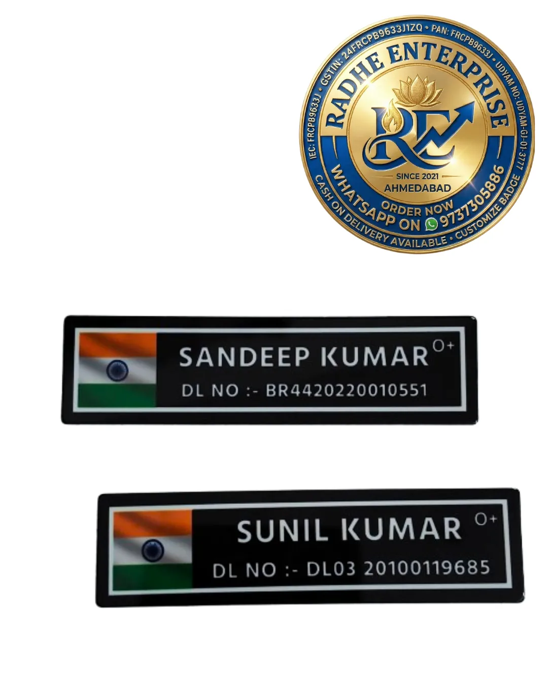 Premium Acrylic Pocket Name Plate with India Flag  Custom Employee Name Badge Pin & Magnet Name