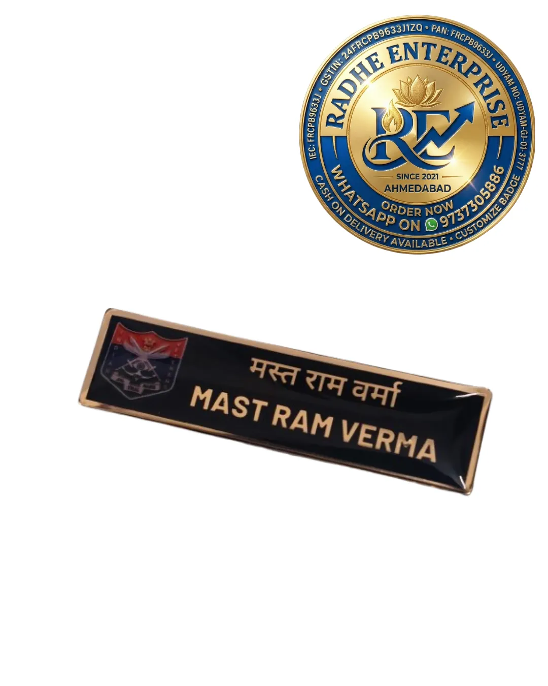 Premium Indian Armed Forces Metal Pocket Name Plate