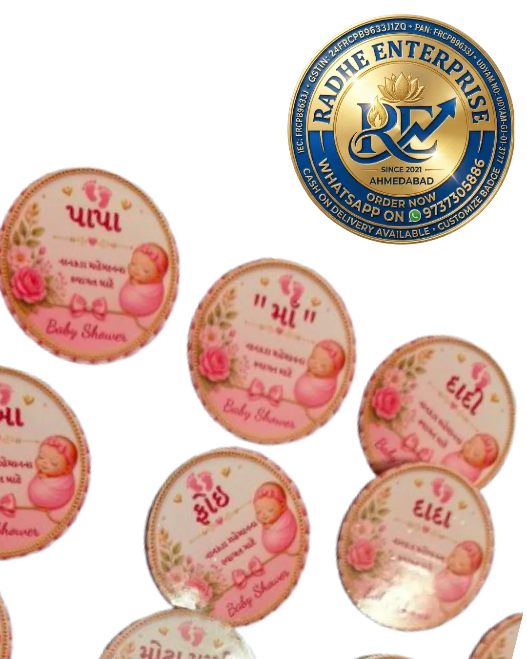 Baby Shower Acrylic Badge Customized Baby Shower Name Badge Godh Bharai Badge