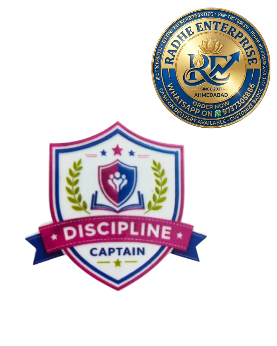 Discipline Captain Acrylic Badge  Premium School Discipline Captain Badge Custom Student Leadersh