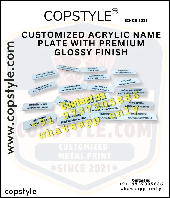 Customized Acrylic Name Plate with Premium Glossy Finish