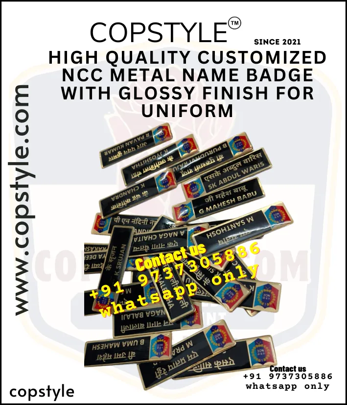 High Quality Customized NCC Metal Name Badge with Glossy Finish for Uniform