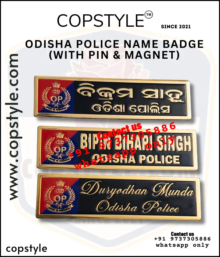 Odisha Police Name Badge With Pin And Magnet