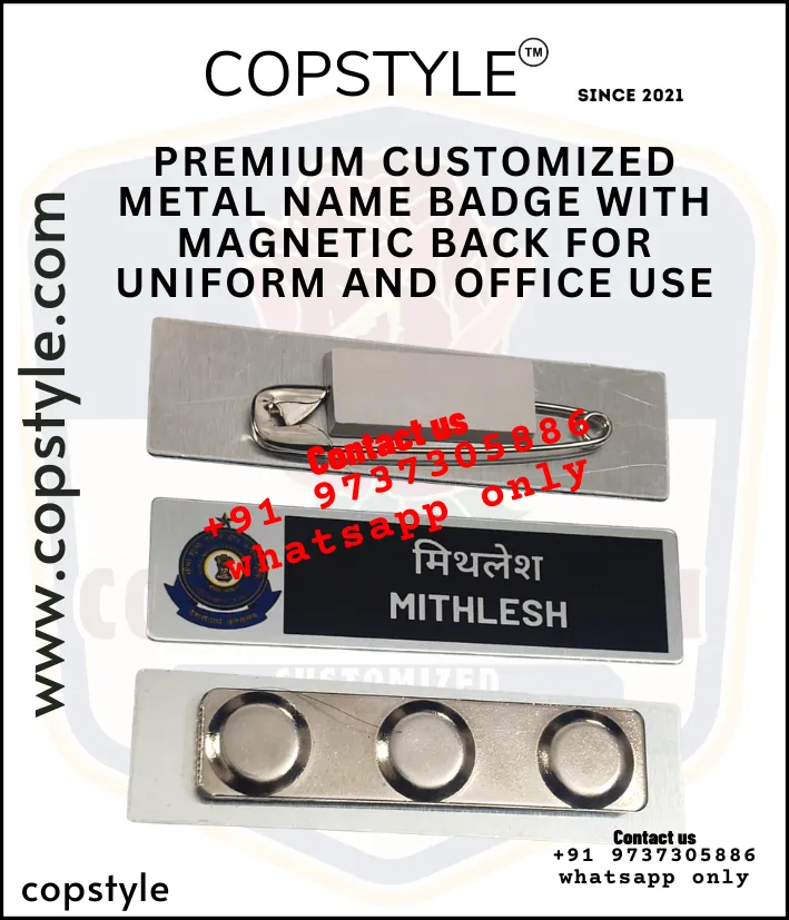 Premium Customized Metal Name Badge with Magnetic Back for Uniform and Office Use