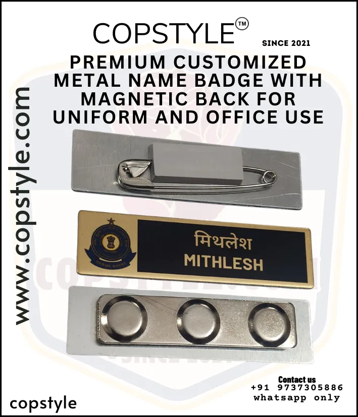 Premium Customized Metal Name Badge with Magnetic Back for Uniform and Office Usee