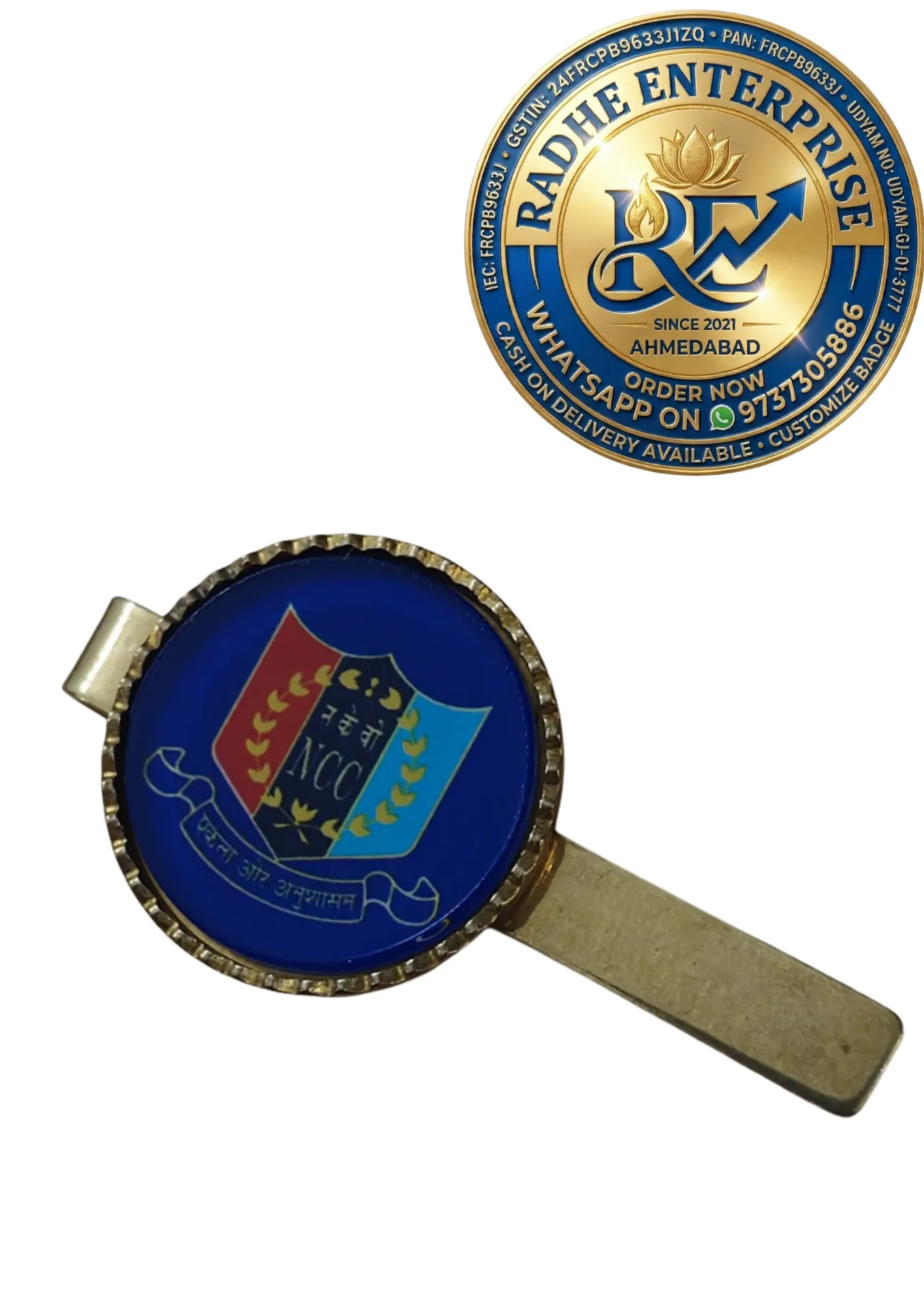 metal ncc tie pin golden