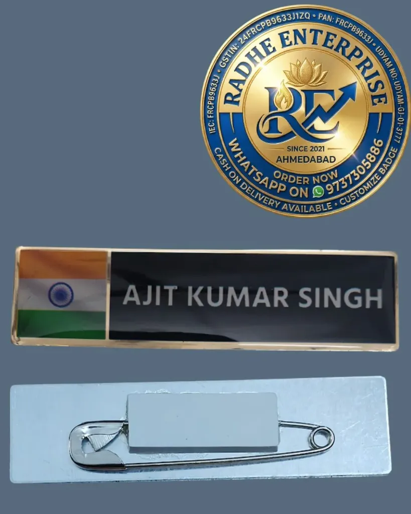 Premium Personalized Indian Flag Name Badge Premium Personalized Name Badge