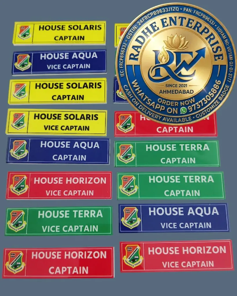 Custom School House Badges & Captain Tags  Premium Acrylic Finish