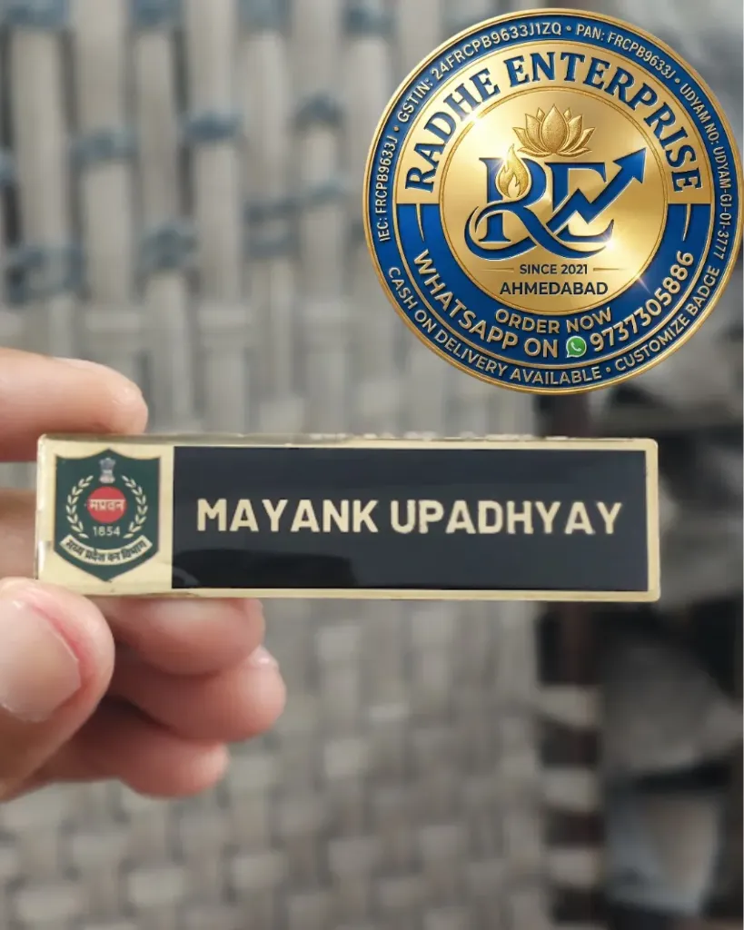Premium Madhya Pradesh Forest Department Personalized Name Badge - Brass Resin Coated