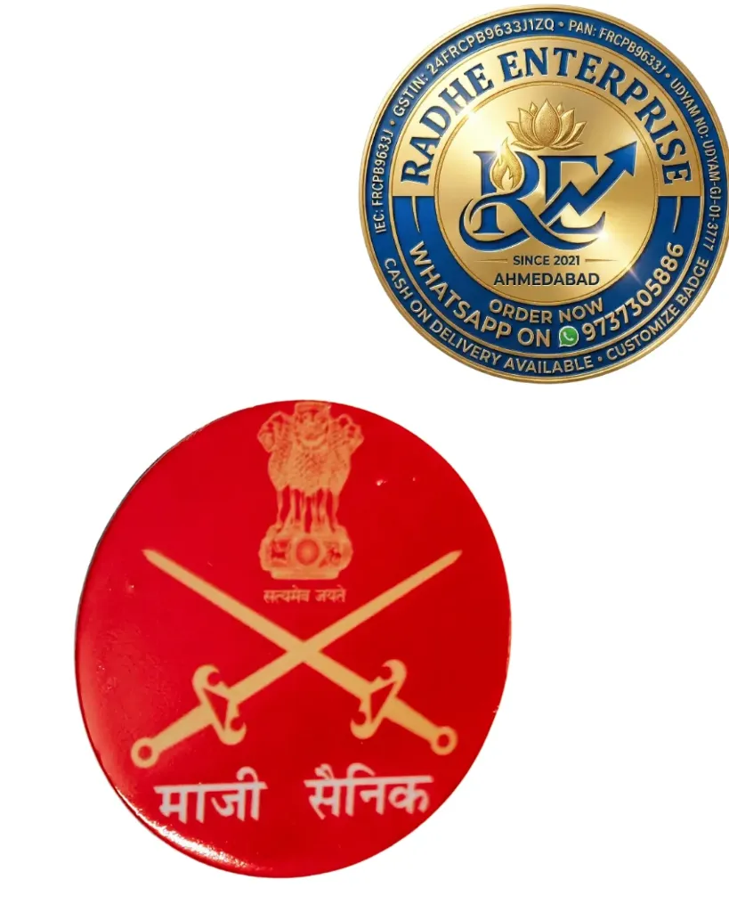 Indian Army Majhi Sainik Badge  Military Pin Badge  Custom Round Acrylic Pocket Badge