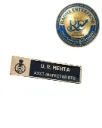 Premium Golden Finish Metal Name Plate Custom Government Officer Name Badge with Pin & Magnet