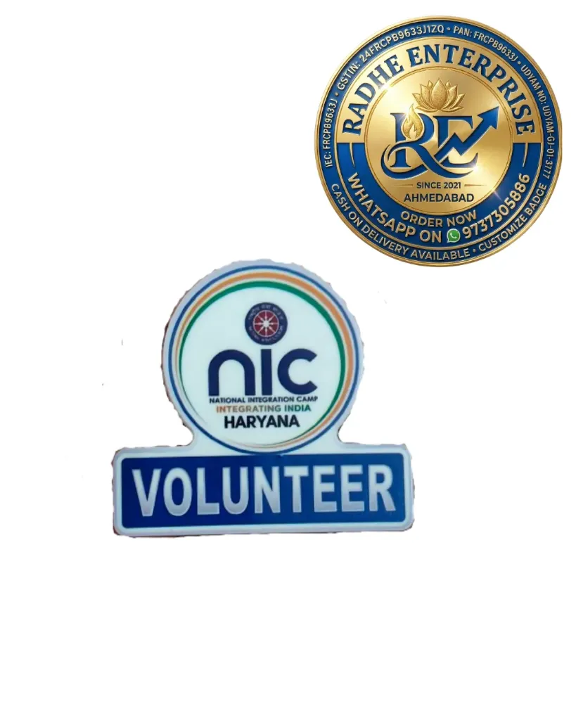 Premium Acrylic NIC Volunteer Badge  National Integration Camp Name Badge  Custom Event & NCC Badge