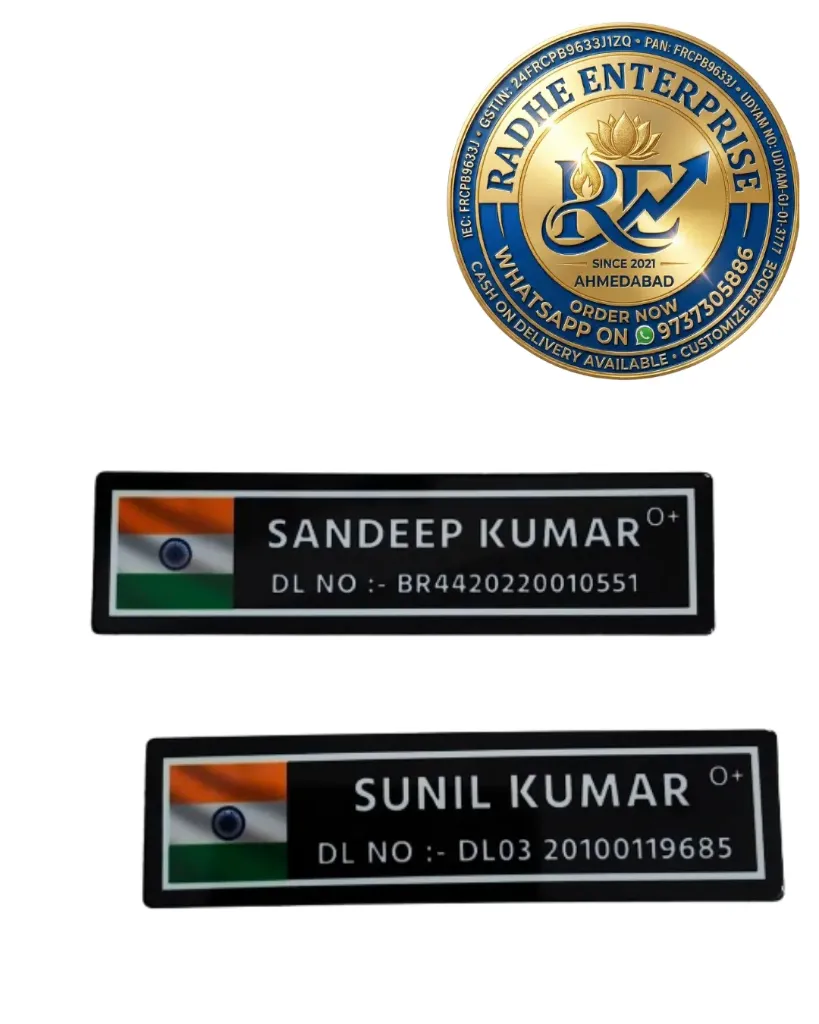 Premium Acrylic Pocket Name Plate with India Flag  Custom Employee Name Badge Pin & Magnet Name