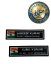 Premium Acrylic Pocket Name Plate with India Flag  Custom Employee Name Badge Pin & Magnet Name