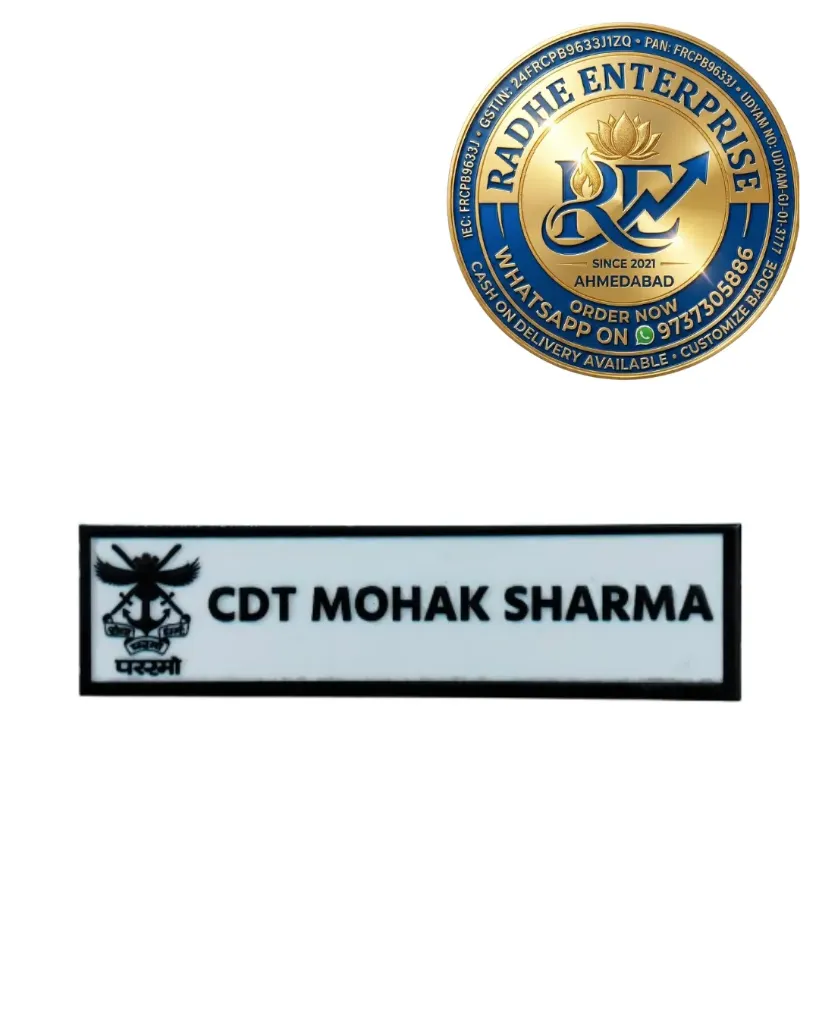 Premium NDA Academy Acrylic Uniform Name Plate  Custom National Defence Academy Cadet Name Badge