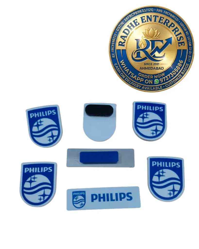 Custom Shape Acrylic & Metal Pocket Name Badge Employee Name Plate with Magnet Corporate Name Badge