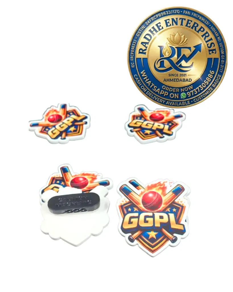 Premium Custom Acrylic Sports Logo Badge Magnetic Promotional Badge UV Printed Brand Logo Badge