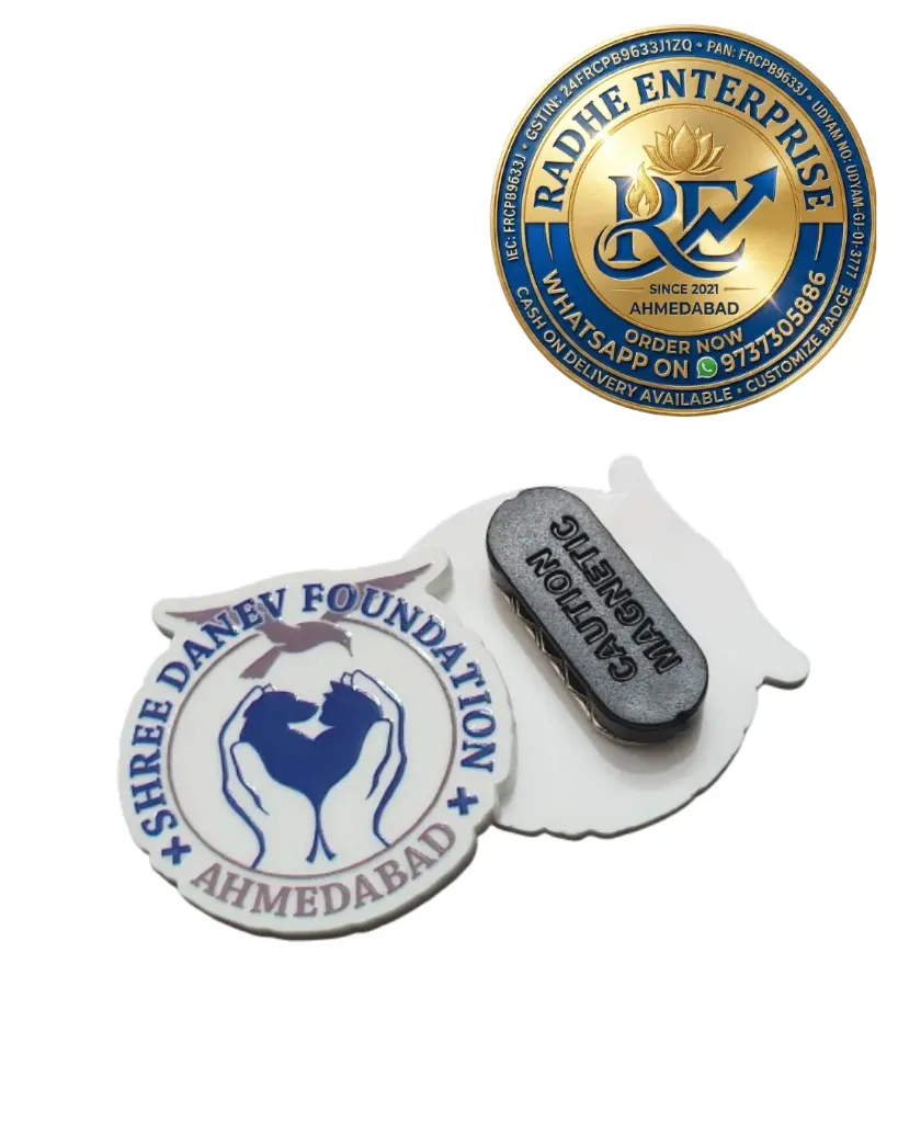 Custom Shape Acrylic Magnetic Logo Badge | NGO Corporate Employee Uniform Badge