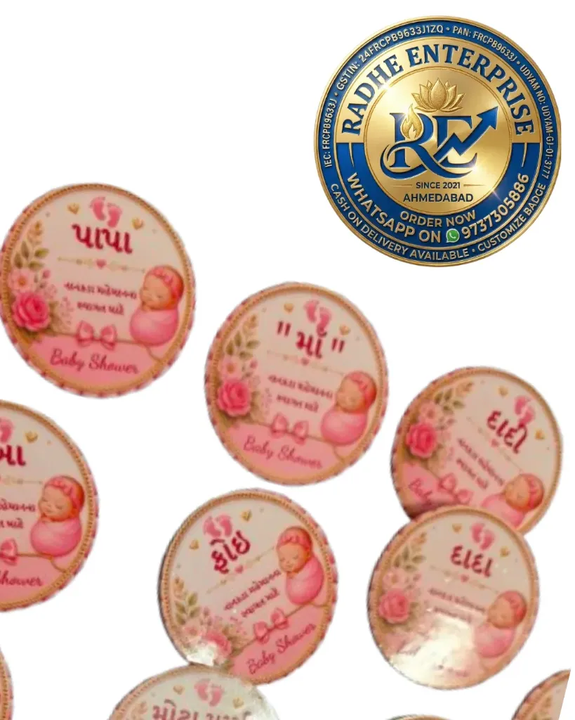 Baby Shower Acrylic Badge Customized Baby Shower Name Badge Godh Bharai Badge