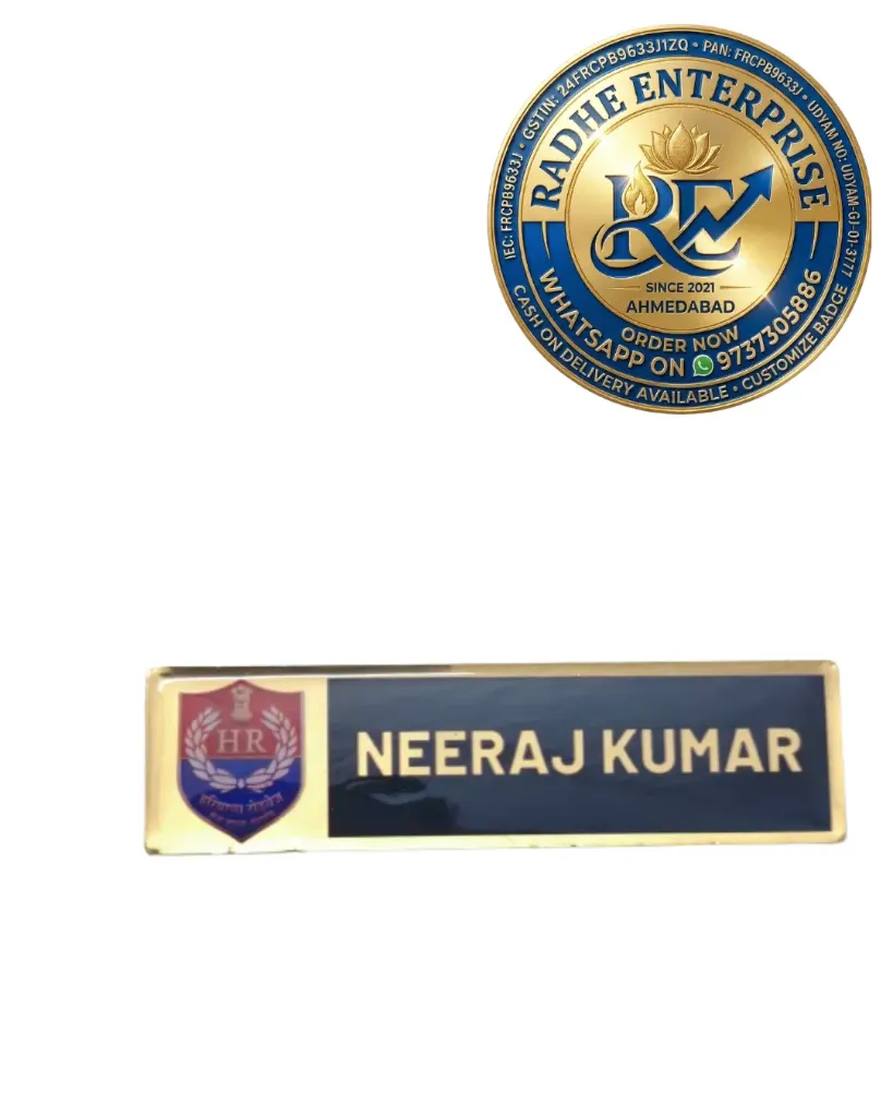 Haryana Roadways Custom Metal Name Plate  Personalized HR Name Badge Metal Name Plate with Logo