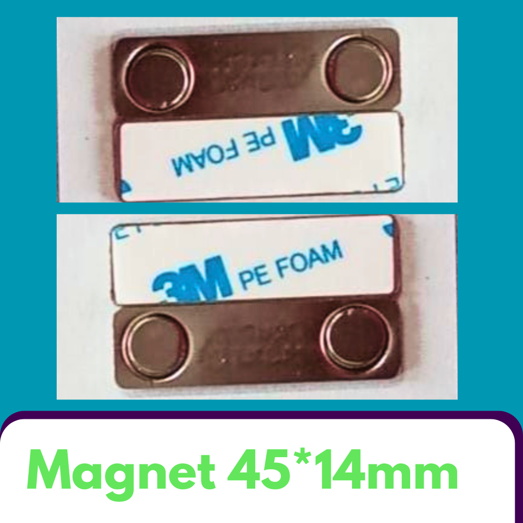[OLD-302] Magnetic Badge Fastener - 45 x 14 mm 2-Magnet Steel