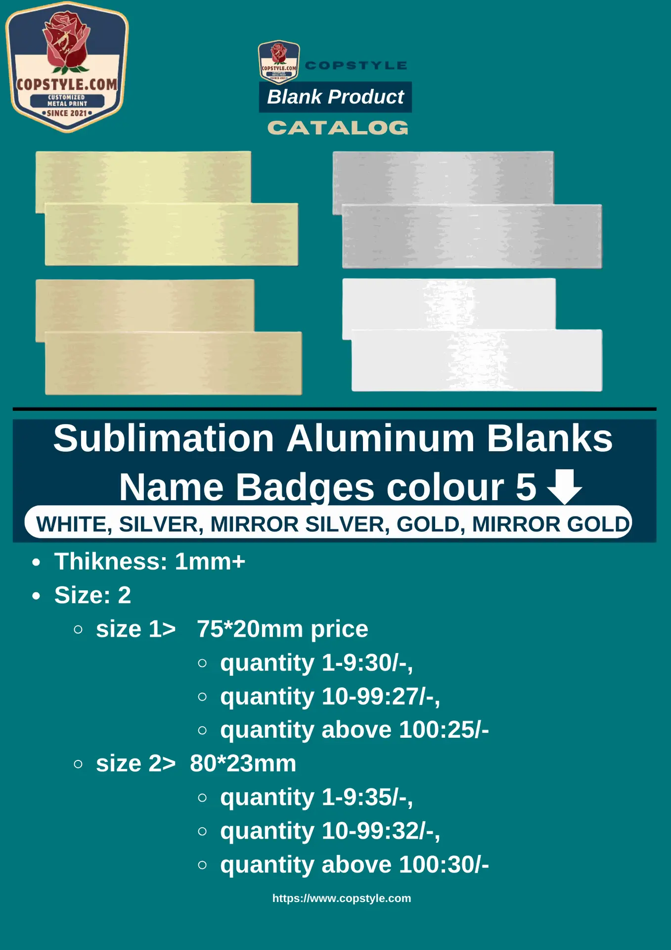 [COP-PLAIN-SI-8023] Plain Badge Silver 80×23 mm