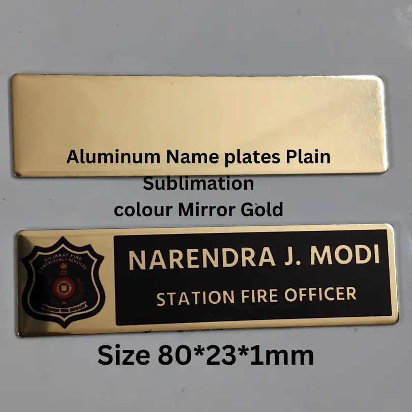 Mirror Gold Aluminum Sublimation blank Name badge 80 by 23 mm