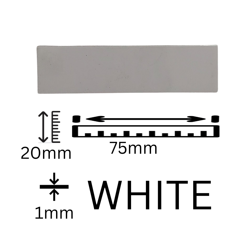 75.20MM White Aluminum Name plates Plain Sublimation