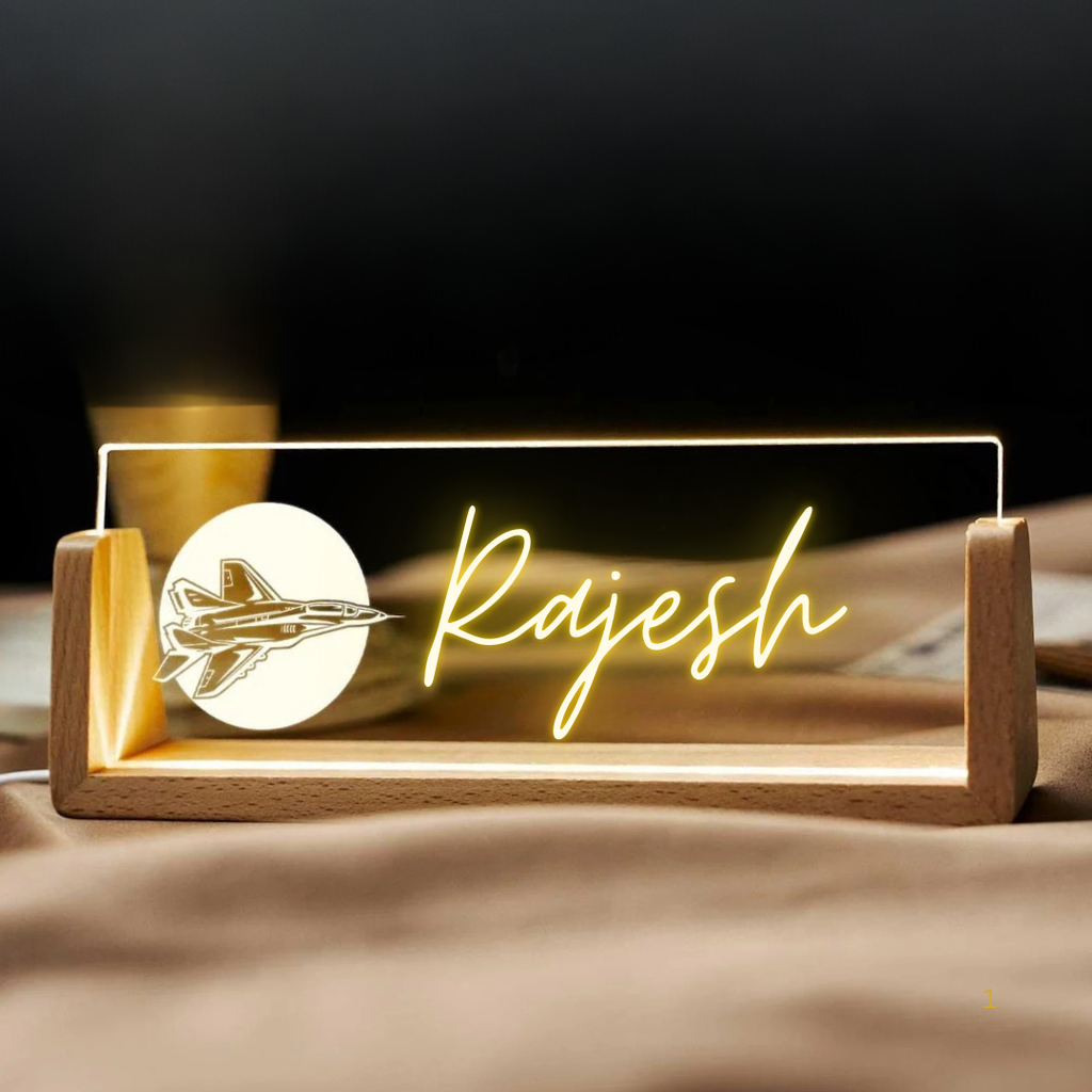 Desk Name Plate With LED Light