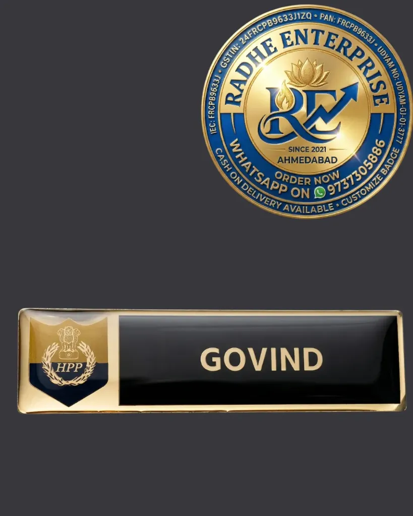 [HPPNP7520UV] Himachal Pradesh Police Metal Name Plate – Official & Customizable Badge for Officers