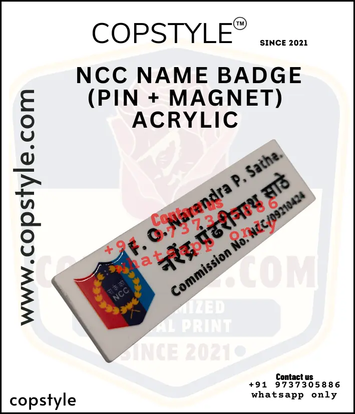 NCC Name Badge PIN MAGNET Acrylic (With  3 magnet Metal)