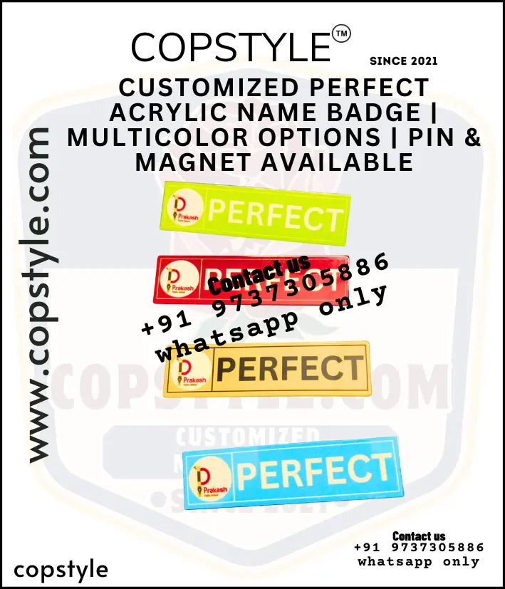 Customized PERFECT Acrylic Name Badge  Multicolor Options  Pin & Magnet Available (With  3 magnet Metal)