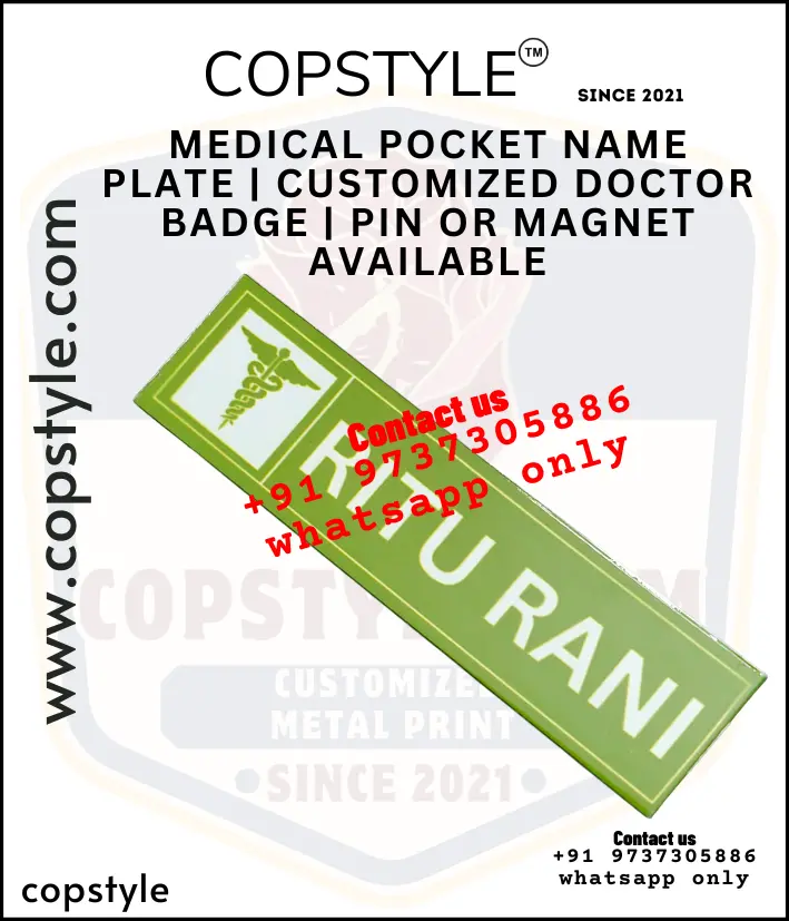 Medical Pocket Name Plate Customized Doctor Badge  Pin or Magnet Available (With  3 magnet Metal)