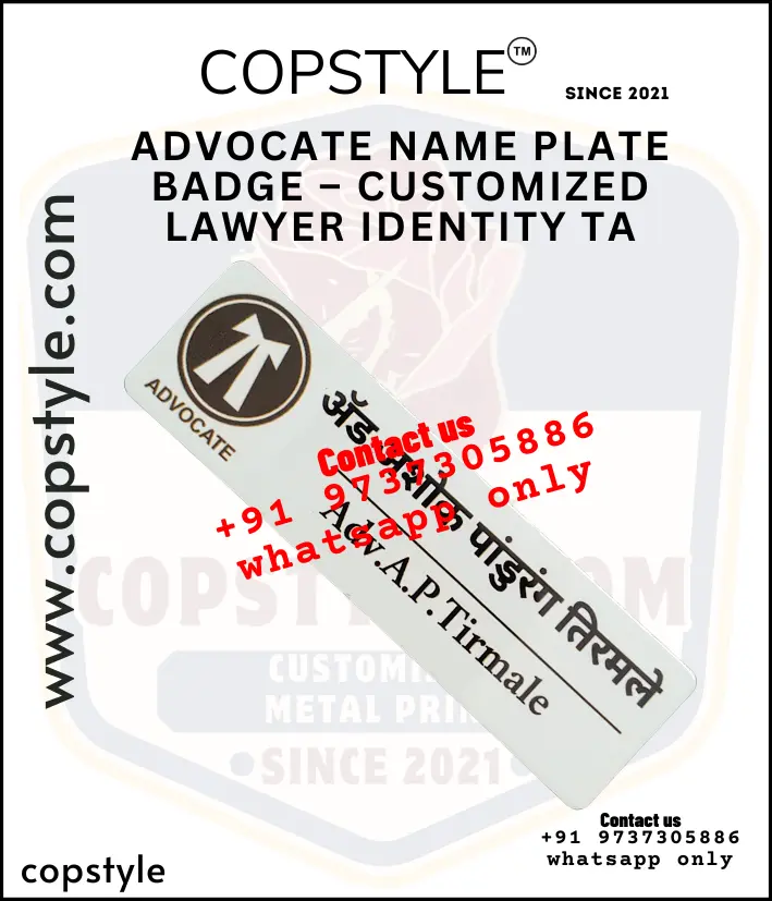 Advocate Name Plate Badge – Customized Lawyer Identity (With  3 magnet Metal)