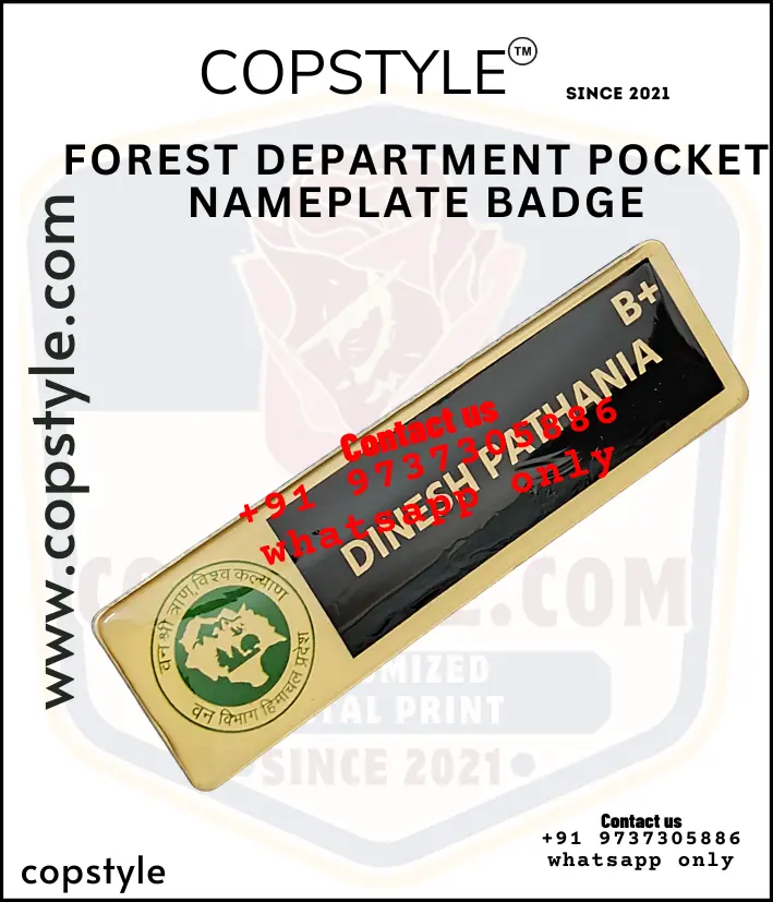 Forest Department Pocket Nameplate Badgee (With  3 magnet Metal)