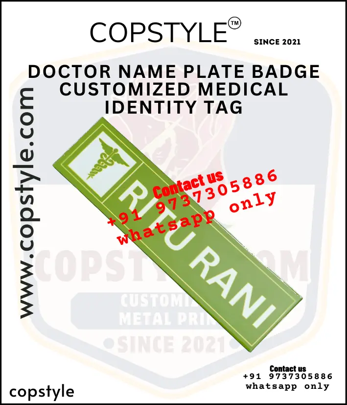 Doctor Name Plate Badge  Customized Medical Identity Tag (With  3 magnet Metal)