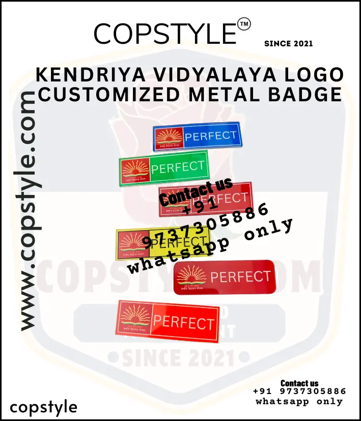 Kendriya Vidyalaya Logo Customized Metal Badge (With  3 magnet Metal)