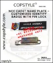 NCC Cadet Name Plate Customized Identity Badge with Pin Lock
