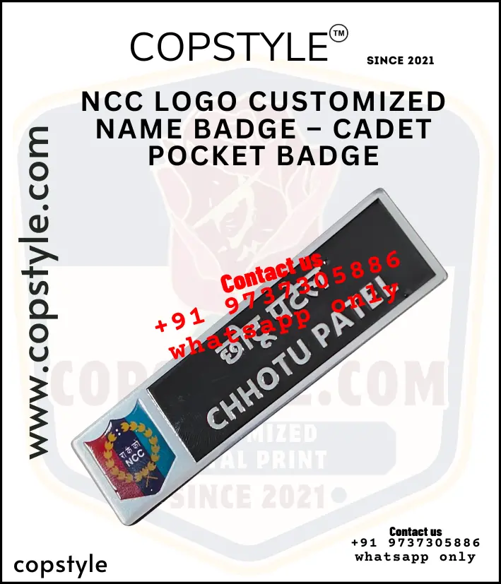 NCC Logo Customized Name Badge – Cadet Pocket Badge (With  3 magnet Metal)