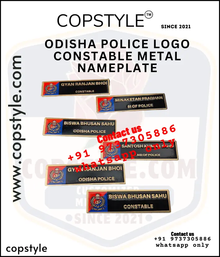 Odisha Police l Pocket Nameplate (With  3 magnet Metal)