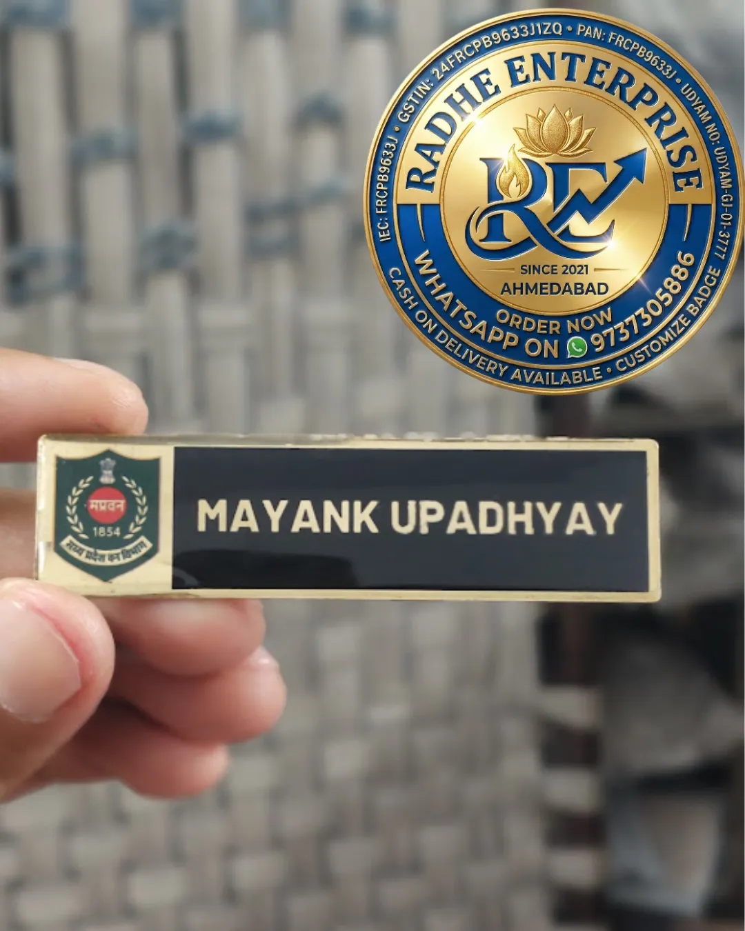 Premium Madhya Pradesh Forest Department Personalized Name Badge - Brass Resin Coated