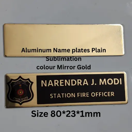 [mglsbn8023] Mirror Gold Aluminum Sublimation blank Name badge 80 by 23 mm