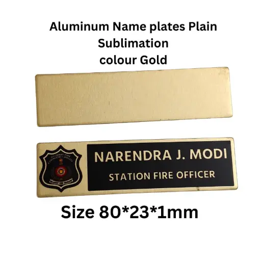Gold Aluminum Sublimation blank Name badge 80 by 23 mm